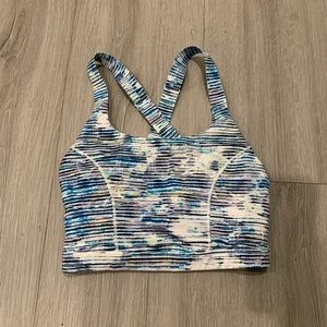 Blue striped lululemon bra